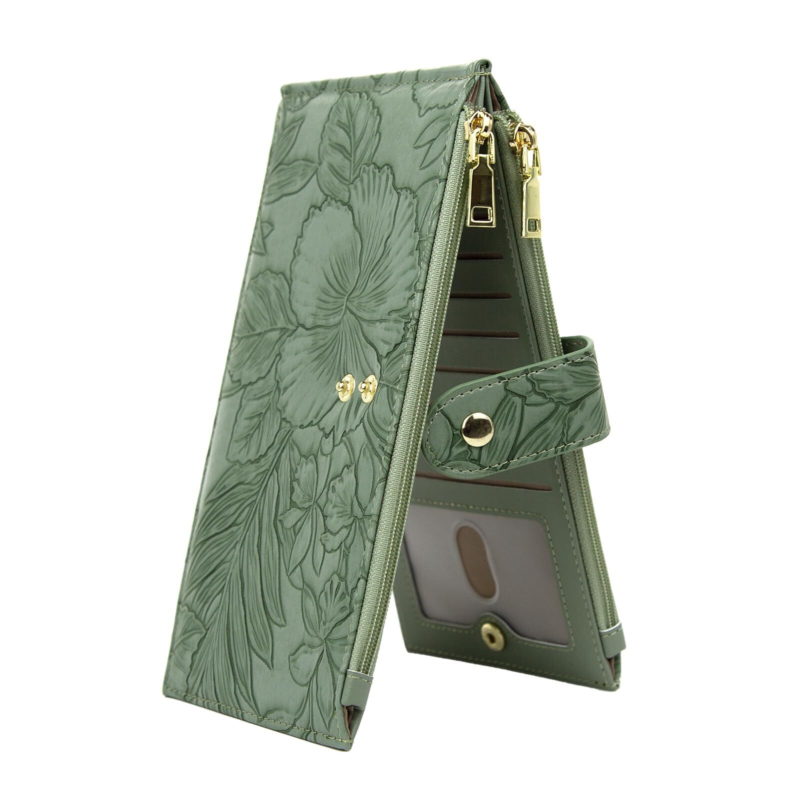 6145 Wallet Embossed Leather Rfid Blocking Designer Bifold Card Holder